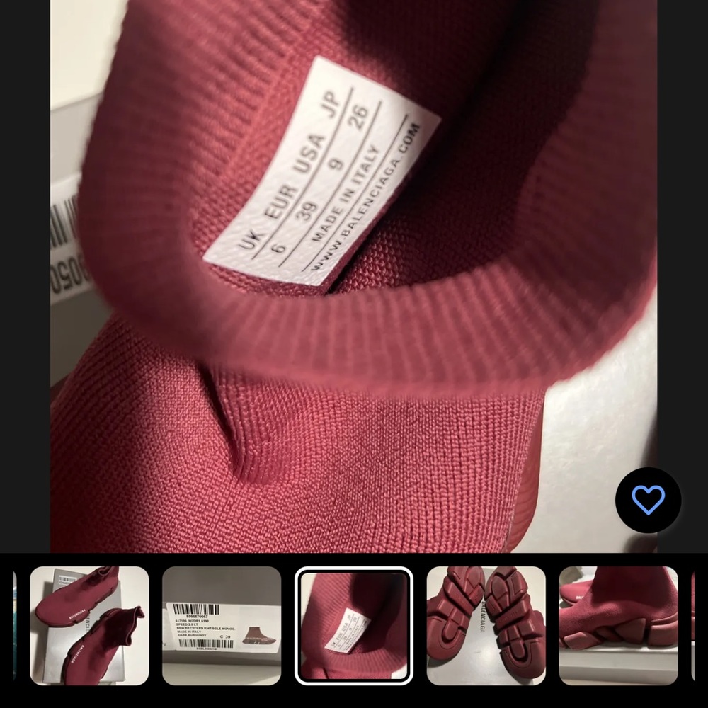 Balenciaga 617196W2DB1 dark burgundy size 39. Like new. Little Used - Picture 4 of 7